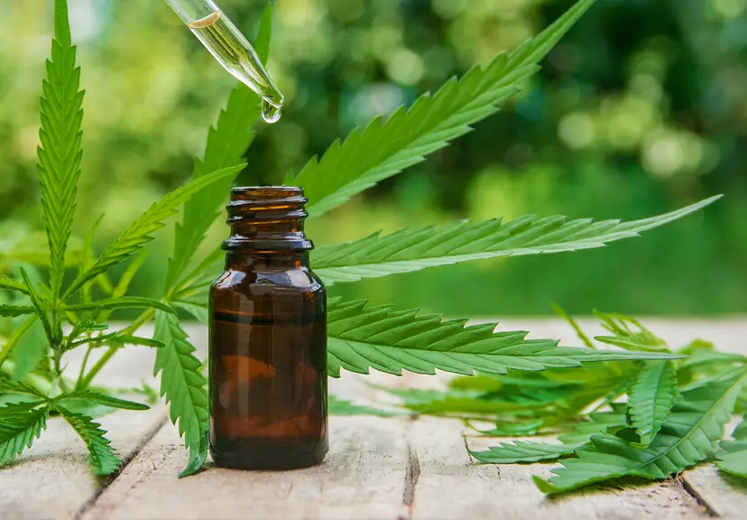 Cannabis tincture outside on a deck