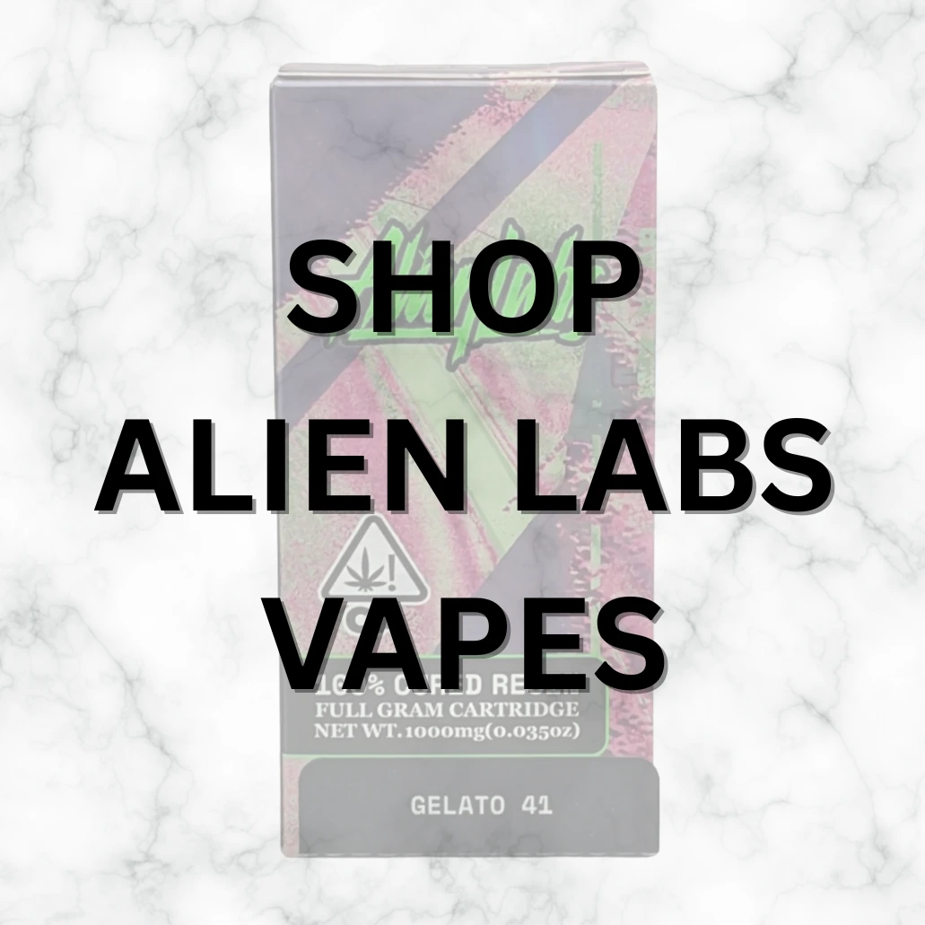 Shop Alien Labs vapes at Vallejo Relief Center – featuring premium cannabis vape cartridges like Gelato 41 for a smooth, potent experience.