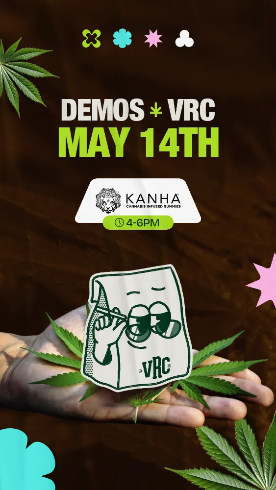 Vallejo Relief Center cannabis brand demo May 14 featuring Kanha gummies from 4–6PM at VRC dispensary.