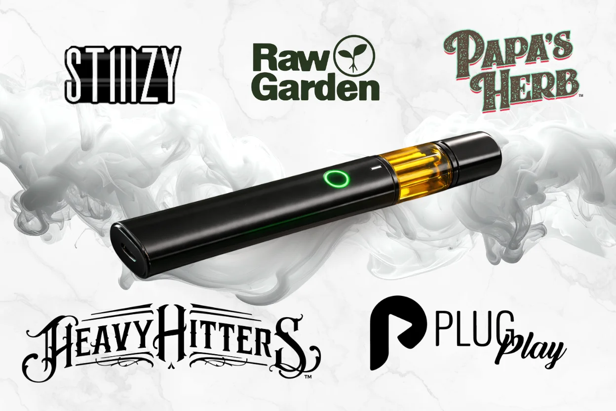 Top cannabis vape brands in Vallejo, CA including STIIIZY, Raw Garden, Papa’s Herb, Heavy Hitters, and PlugPlay