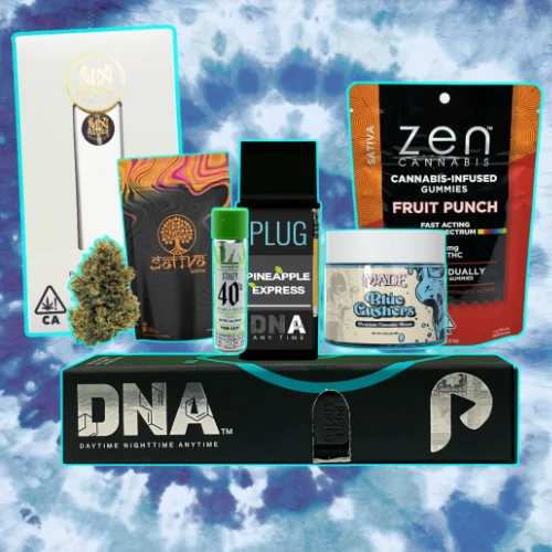 homepage-specials-slider-saturdays-july-2026 VRC Saturday specials featuring Sativa Cannabis flower, Plug Play Pineapple Express vape, DNA brand, MADE Blue Clusters, and Zen Cannabis Fruit Punch gummies