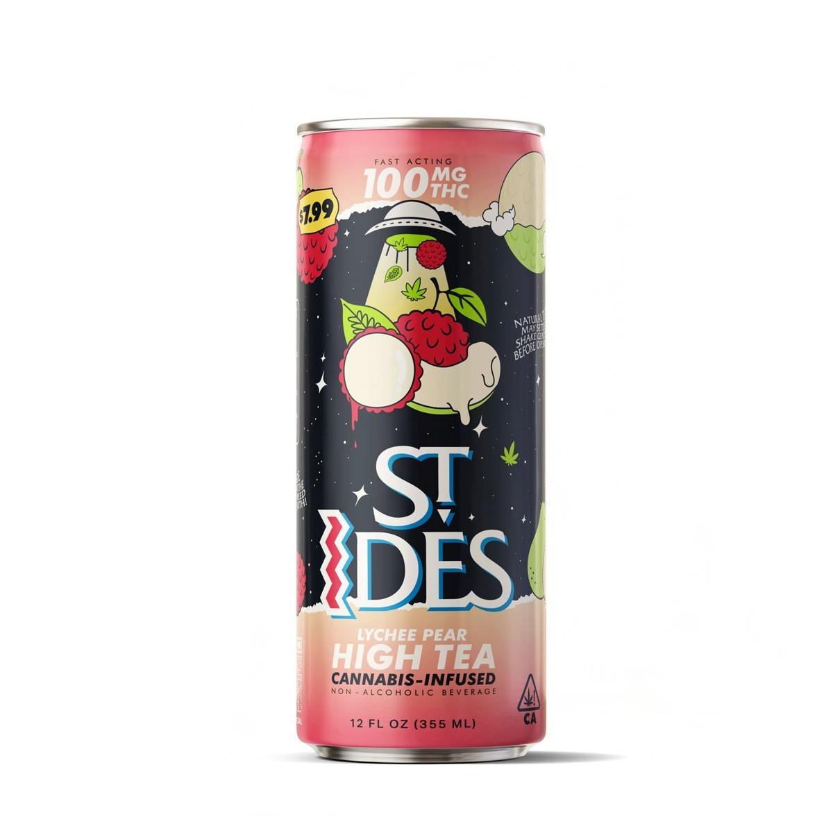 St. Ides Lychee Pear High Tea cannabis-infused beverage, 100mg THC fast acting, available at Vallejo Relief Center in Vallejo CA