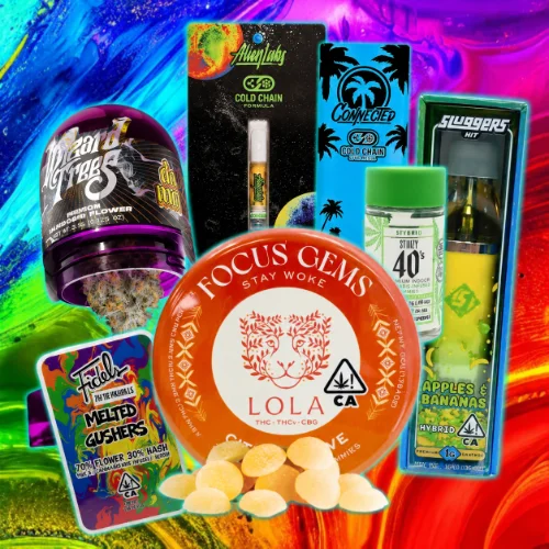Vallejo Relief Center Friday cannabis specials featuring Alien Labs and Connected Cold Chain vapes, Wizard Trees flower, Fidel’s Melted Gushers, STIIIZY prerolls, Sluggers Hit vape, and Lola Focus Gems.