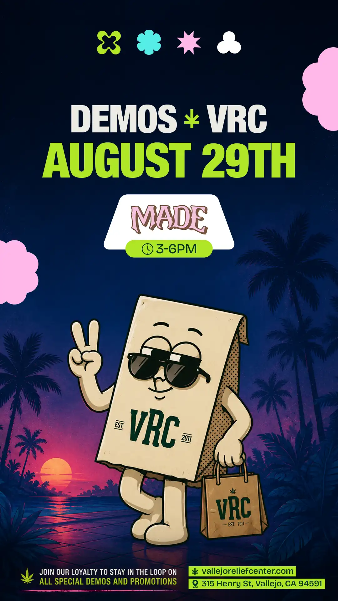 MADE returns to VRC August 29th, 3 to 6 PM in Vallejo California