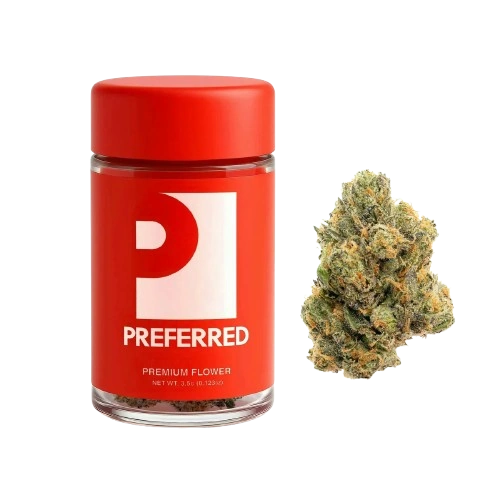 Preferred Gardens Chanel cannabis flower jar with bud